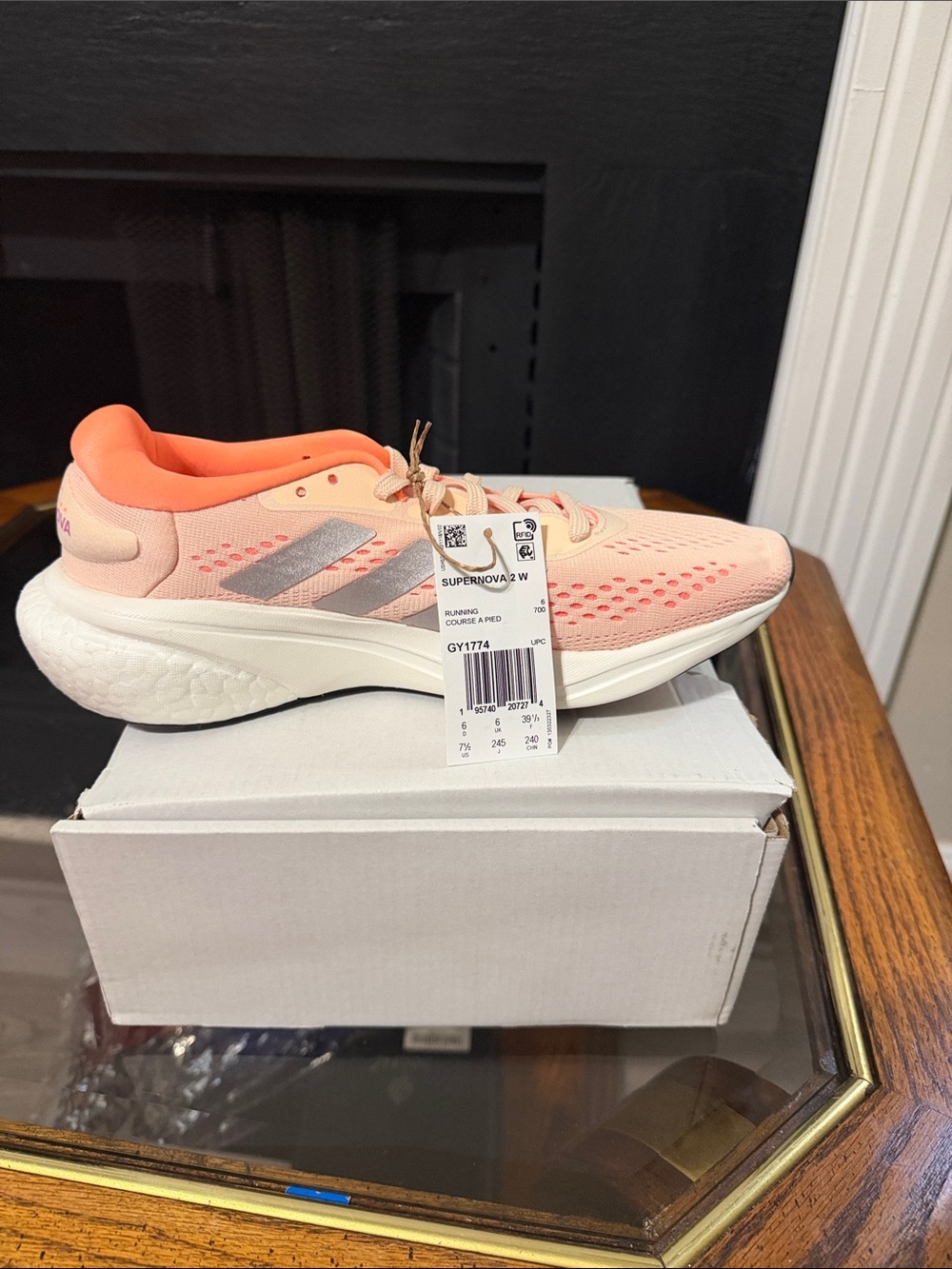 adidas Supernova W Running Shoes - Peach/Coral with Silver Stripes